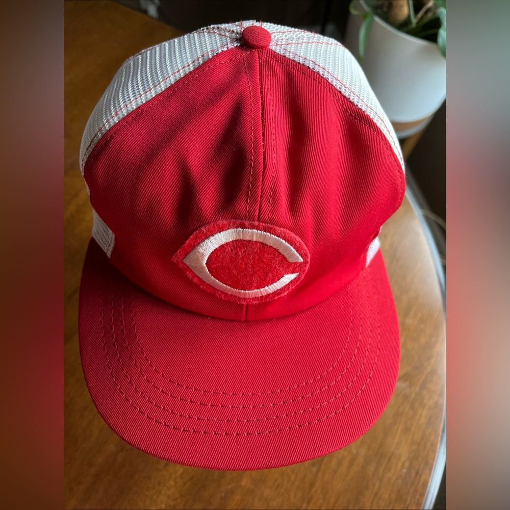 Vintage Cincinnati Reds Red Trucker White Mesh Snapback Hat Cap 80s MLB Medium